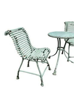 Pamono Wrought Iron Garden Table and Chairs from Arras, 1890s, Set of 3><noscript><img width=