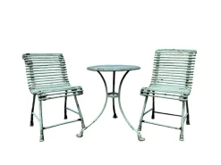 Pamono Wrought Iron Garden Table and Chairs from Arras, 1890s, Set of 3><noscript><img width=