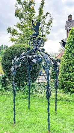 Pamono Wrought Iron Well Head Gantry with Pulley, 1950s><noscript><img width=