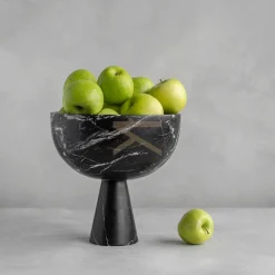 Pamono XL Black Marble Pedestal Bowl from Kiwano Concept> Tabletop|Bowls