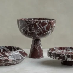 Pamono XL Rosso Levanto Marble Pedestal Bowl from Kiwano Concept><noscript><img width=