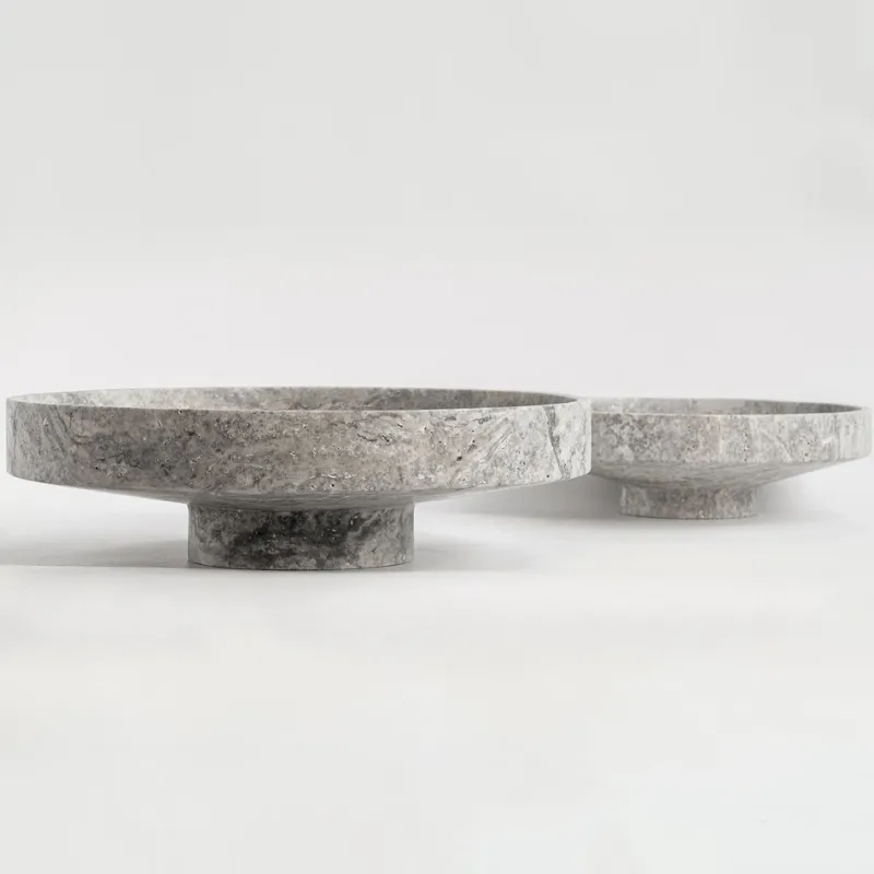 Discount Pamono XL Silver Travertine Narrow Bowl from Kiwano Concept