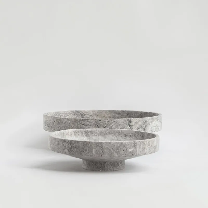 Discount Pamono XL Silver Travertine Narrow Bowl from Kiwano Concept