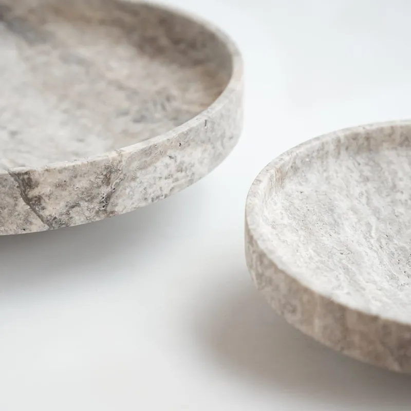 Discount Pamono XL Silver Travertine Narrow Bowl from Kiwano Concept