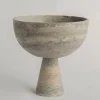 Pamono XL Silver Travertine Pedestal Bowl from Kiwano Concept> Tabletop|Bowls