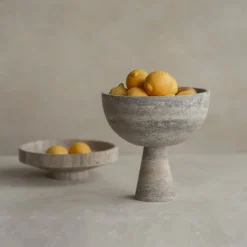 Pamono XL Silver Travertine Pedestal Bowl from Kiwano Concept><noscript><img width=