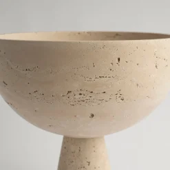 Pamono XL Travertine Pedestal Bowl from Kiwano Concept> Tabletop|Bowls