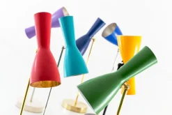 Pamono Yellow Aluminum Wormhole Table Lamp by Simone Calcinai for Brass Brothers><noscript><img width=