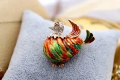 New Pamono Yellow and White Gold Brooch with Diamonds