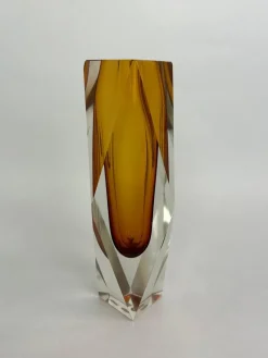 Online Pamono Yellow Art Glass Vase by Flavio Poli for Murano, 1950s