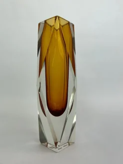 Online Pamono Yellow Art Glass Vase by Flavio Poli for Murano, 1950s