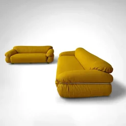 Hot Pamono Yellow Bouclé Sesann Sofas by Gianfranco Frattini for Cassina, 1970s, Set of 2