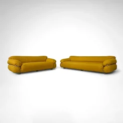 Hot Pamono Yellow Bouclé Sesann Sofas by Gianfranco Frattini for Cassina, 1970s, Set of 2