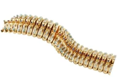 Best Pamono Yellow Gold Band Bracelet with Rubies and Blue Sapphires