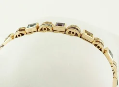 Outlet Pamono Yellow Gold Bracelet with Diamonds and Amethysts