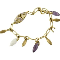 Pamono Yellow Gold Bracelet with Amethyst Stones