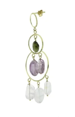 Pamono Yellow Gold Chandelier Earrings, Set of 2