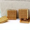 Clearance Pamono Yellow Gold Cufflinks in Square Shape, Set of 2