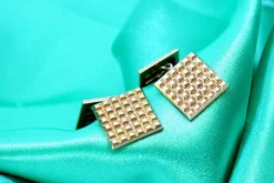 Clearance Pamono Yellow Gold Cufflinks in Square Shape, Set of 2