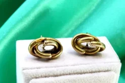 Clearance Pamono Yellow Gold Cufflinks with Intertwined Link-Shaped Windings, Set of 2