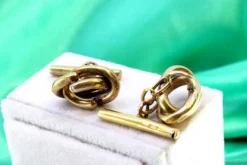 Clearance Pamono Yellow Gold Cufflinks with Intertwined Link-Shaped Windings, Set of 2