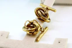 Clearance Pamono Yellow Gold Cufflinks with Intertwined Link-Shaped Windings, Set of 2
