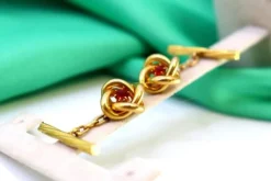 Pamono Yellow Gold Cufflinks with Interlaced Design, Set of 2> Cufflinks
