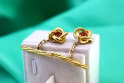 Pamono Yellow Gold Cufflinks with Interlaced Design, Set of 2> Cufflinks