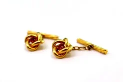 Pamono Yellow Gold Cufflinks with Interlaced Design, Set of 2><noscript><img width=
