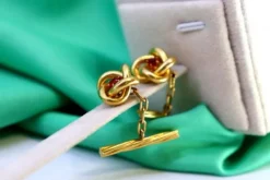 Pamono Yellow Gold Cufflinks with Interlaced Design, Set of 2><noscript><img width=