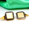 Pamono Yellow Gold Cufflinks with Enamelled Applications, Set of 2> Cufflinks