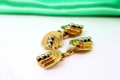 Pamono Yellow Gold Cufflinks with Three Gradient Bands, Set of 2><noscript><img width=