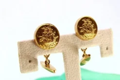 Pamono Yellow Gold Cufflinks with Caravels, Set of 2> Cufflinks