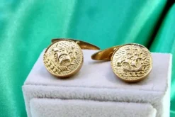 Pamono Yellow Gold Cufflinks with Caravels, Set of 2><noscript><img width=