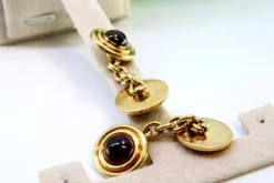Pamono Yellow Gold Cufflinks with Garnets, Set of 2><noscript><img width=