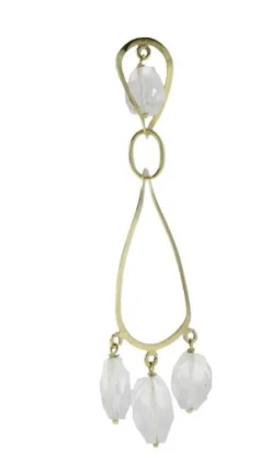 Pamono Yellow Gold Dangle Earrings with Stones, Set of 2><noscript><img width=