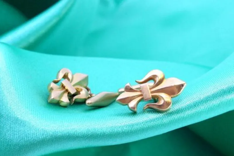 New Pamono Yellow Gold Fleur-De-Lis Cufflinks, Set of 2