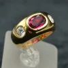 Discount Pamono Yellow Gold Ring with Diamonds and Ruby, 2000s