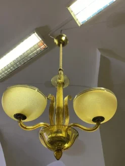Hot Pamono Yellow Murano Glass Chandelier, 1960s