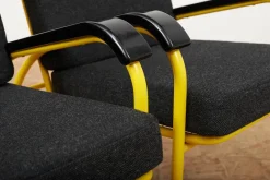 Hot Pamono Yellow Tubular Steel Armchairs with Black Bakelite Armrests and Feet and Kvadrat Upholstery from Embru, 1934, Set of 2