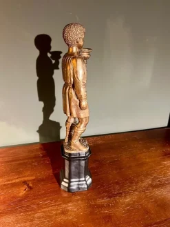 New Pamono Youth Candlesticks in Brass on Black Porcelain Bases, 1920s, Set of 2