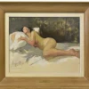 Pamono Yves Diey, Nude Woman Lying, 20th Century, Oil Painting> Art Deco