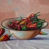 Pamono Zbigniew Wozniak, Peppers on a Table, 2000, Oil on Canvas> Painting