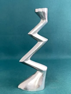 Online Pamono Zig Zag and Swan Candleholders in Aluminium by Matthew Hilton, 1980s, Set of 2