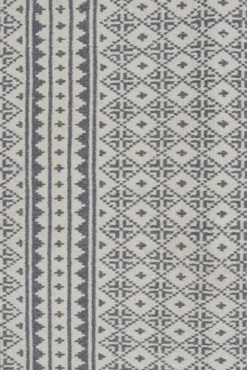 Outlet Pamono Zilu Style Kilim in White and Blue-Gray Geometric Pattern from R&K Principal Jahanshah Nazmiyal