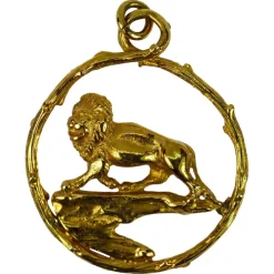 Clearance Pamono Zodiac Leo 18k Yellow Gold Lion Charm Pendant, 1960s