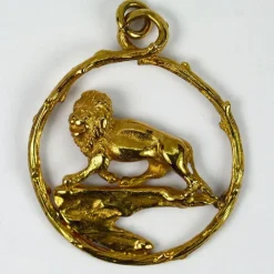 Clearance Pamono Zodiac Leo 18k Yellow Gold Lion Charm Pendant, 1960s