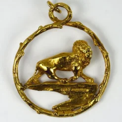 Clearance Pamono Zodiac Leo 18k Yellow Gold Lion Charm Pendant, 1960s